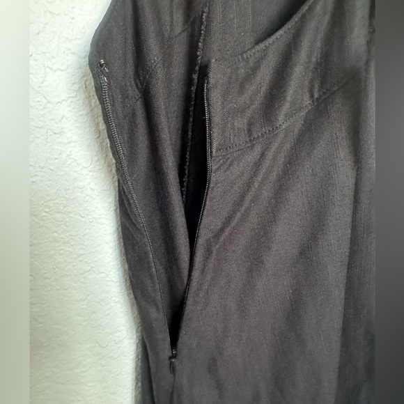 Anthropologie Midi Black Strappy Modern Pinafore Cotton Blend Apron Dress Size 8 - Picture 14 of 15